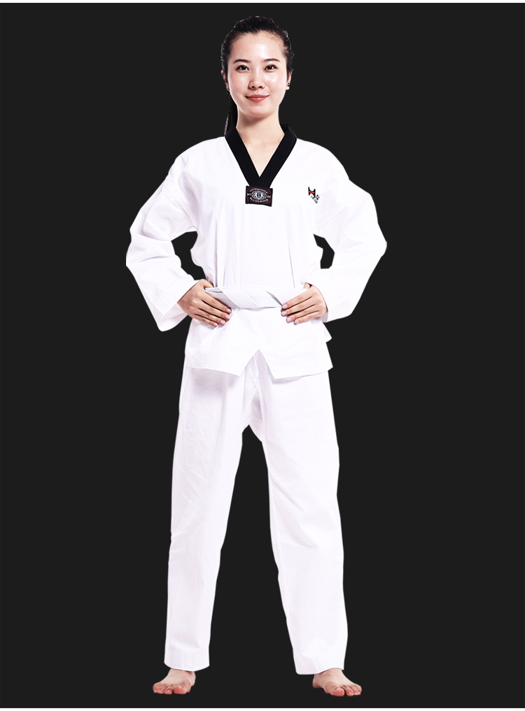 华亚(huaya) 跆拳道服 成人儿童长袖 短袖跆拳道衣服 长袖红黑领(男女