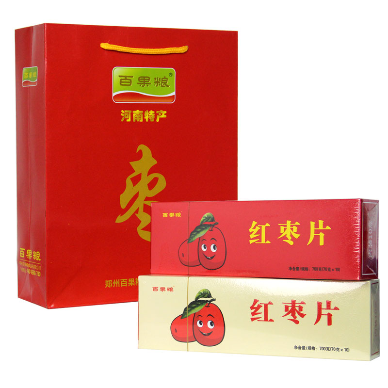 河南特产新郑红枣片礼盒装700g*2条 单条装700g