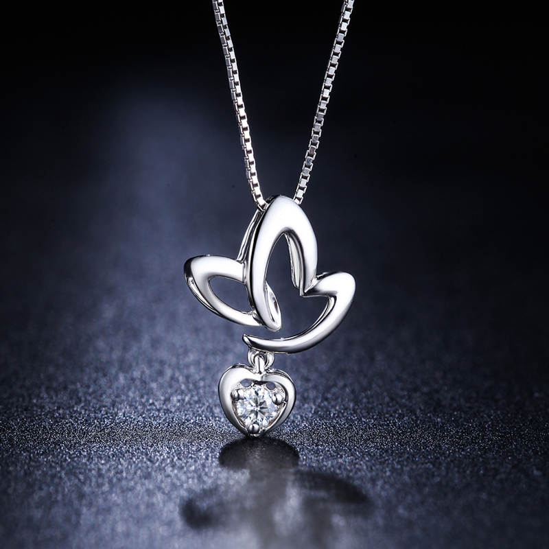 鑫万福 舞蝶 白18k金/铂金钻石吊坠 pt950铂金10分【图片 价格 品牌