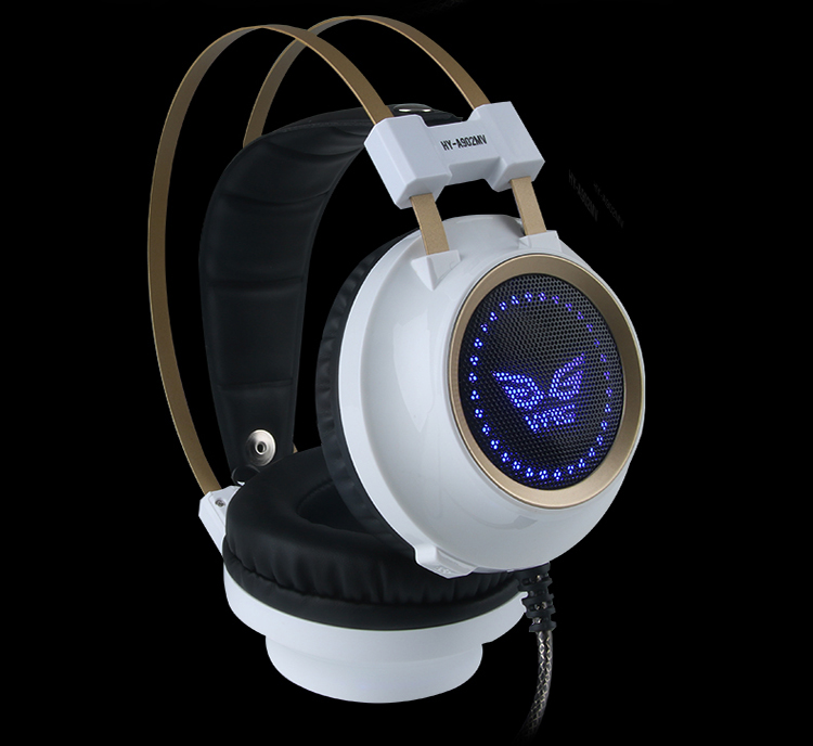 现代hyundai 耳机 头戴式自适应游戏耳机竞技降噪酷炫led灯立体声低音