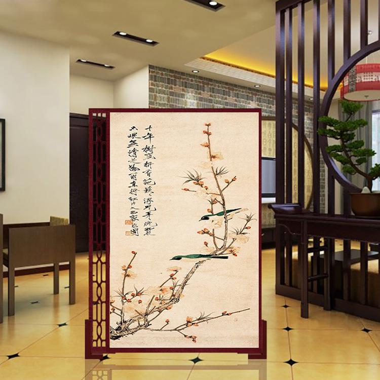 优阁调实木屏风隔断订制进口樟子松木中式双面缕空单扇屏风中式座屏雕花风水墙 绿色 120*180左镂