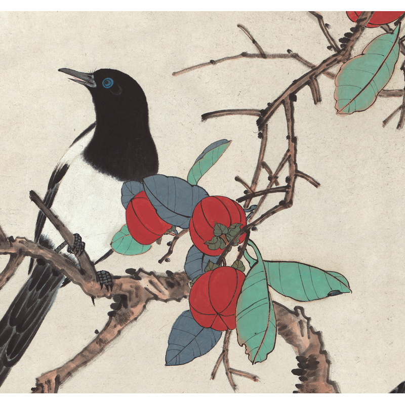 姿翰超高清微喷装饰画于非闇四喜图工笔花鸟画纸本170x67画芯不装裱一