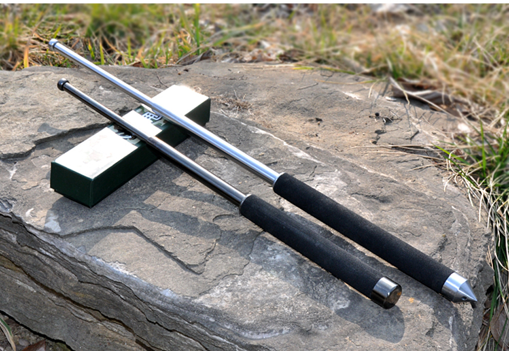 野人谷旗舰店 带防伪 加厚加硬可以碎砖合金钢三节甩棍表演棍防爆棍