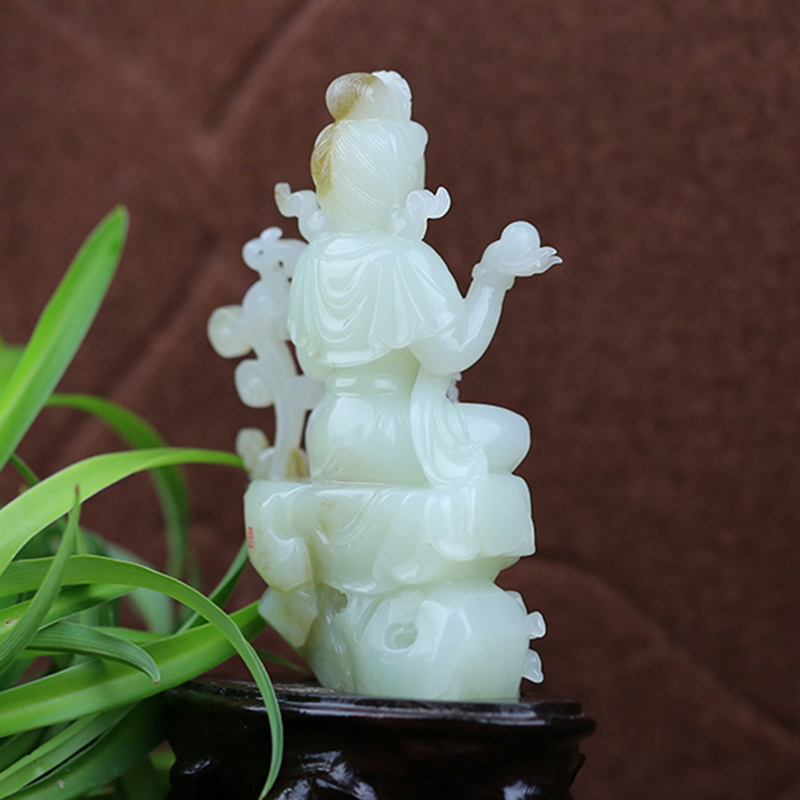 和田玉中国玉雕大师张保国作品观音256克【福禧玉器】