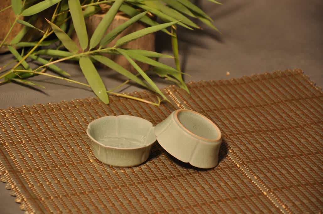 汝州弘宝汝瓷 手工刻花 龙凤吟茶组 茶具 汝窑开片茶杯