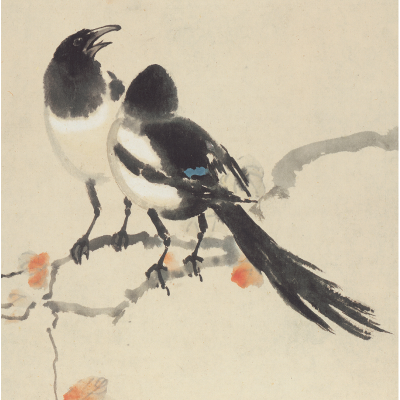 姿翰超高清微喷装饰画徐悲鸿双喜鹊图写意花鸟画装修学画临摹纸本61x