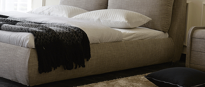 兰柏蒂克 可拆洗布床 简约储物软床 双人床 卧室家具 卡其色(不含床垫