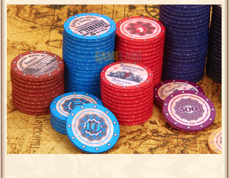 游戏大陆(gameland)德州扑克陶瓷筹码10克双面设计美国历史图案筹码币