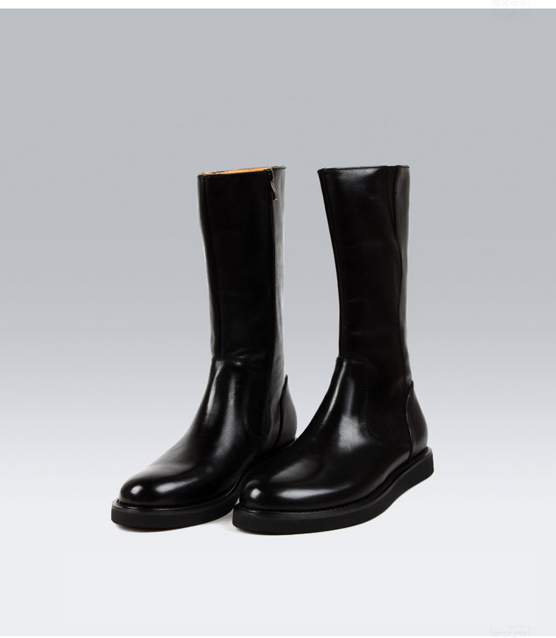 村哥牛皮皮鞋男士长筒皮靴英伦男骑士马丁靴个性牛仔靴时尚户外高筒男