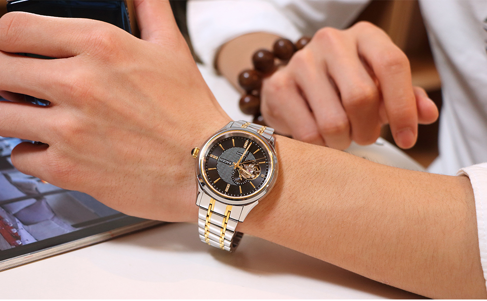 雷格诗ragesi手表男士全自动机械表商务镂空时尚防水男表精钢指针腕表