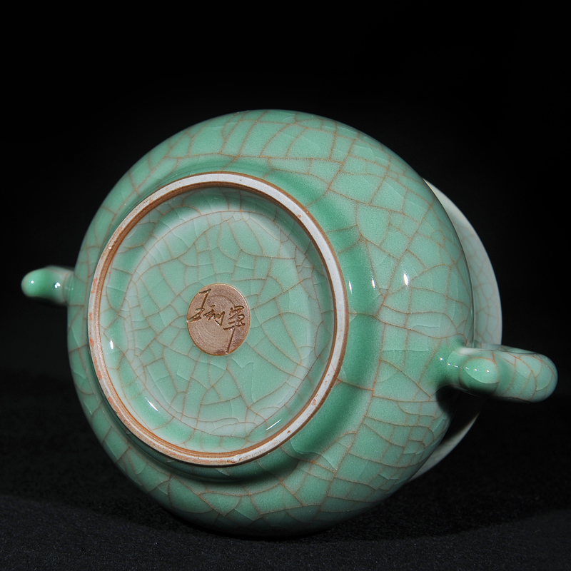 王利军 浙江省工艺美术大师 哥窑双耳炉【图片 价格 品牌 报价】-京东