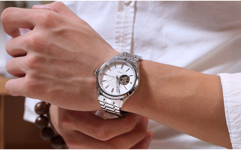 雷格诗ragesi手表男士全自动机械表商务镂空时尚防水男表精钢指针腕表