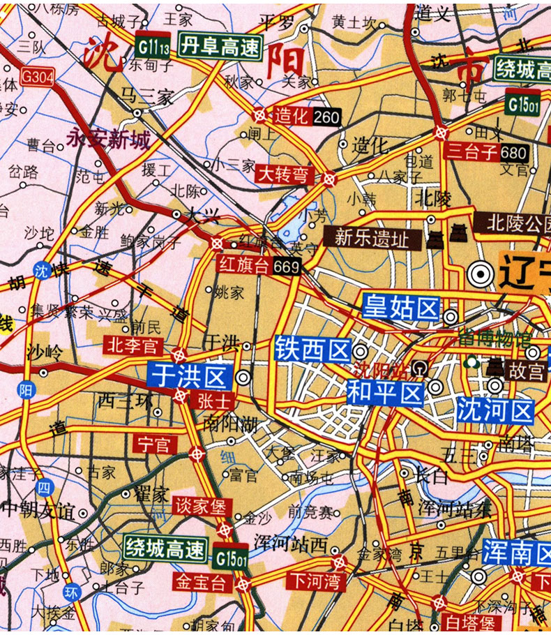 2021年 沈阳地图 846*594毫米 防水耐折 交通旅游 city城市地图