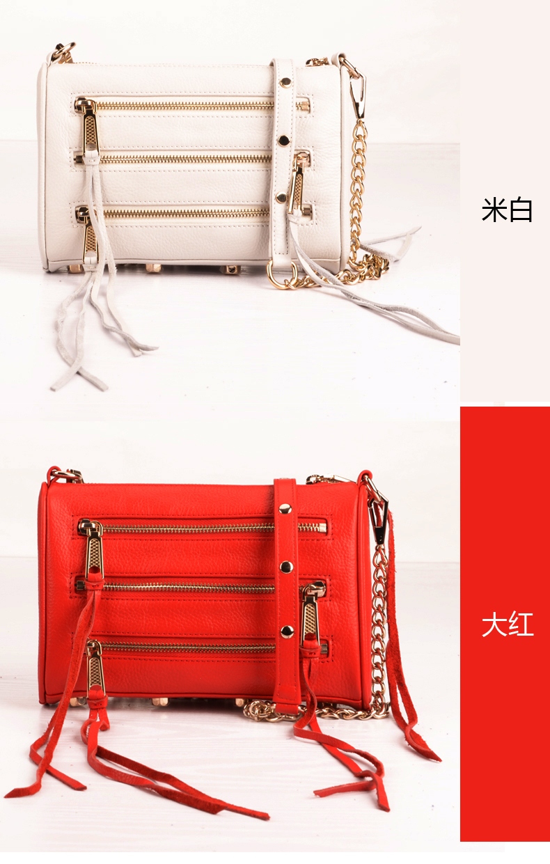 费迪文 2016 新款头层牛皮女士单肩斜挎mac真皮流苏女包包 rm228 白色