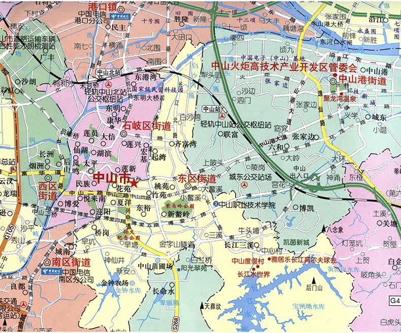 中山指南地图 广东省中山市中心城区图 旅游 旅游指南