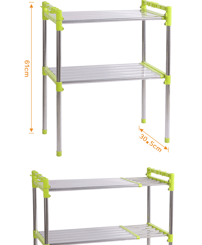 快媳妇 厨房收纳架置物架不锈钢整理架厨房用具可伸缩微波炉烤箱架可