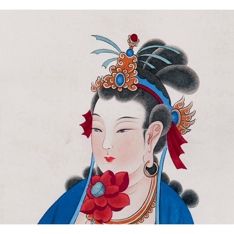 姿翰超高清微喷装饰画张大千临摹敦煌观音菩萨飞天像纸本工笔人物118x