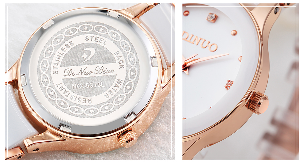 谛诺dinuo陶瓷手表时尚韩版超薄女表防水镶钻休闲女士手表学生石英表
