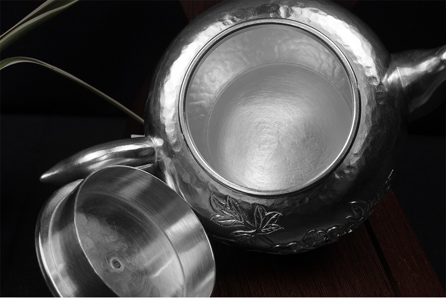 寸发标亲制 雪花银s999牡丹小茶壶305克