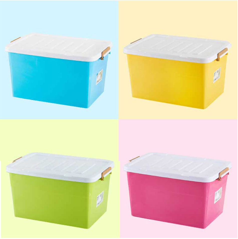 龙仕翔 整理储物杂物箱 收纳箱环保塑料箱两个装105l 蓝色 一个装 105