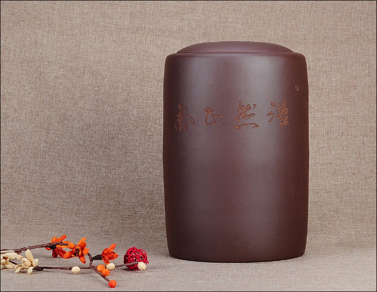 
                                        嘉斯佰特 十四饼装宜兴紫砂茶叶罐普洱罐 大号紫砂罐醒茶罐 紫泥  深                
