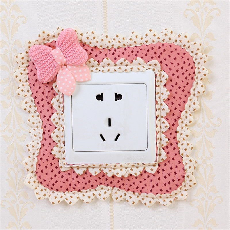 梦曼森 田园风格家居布艺开关贴墙贴插座贴创意卡通墙饰插座贴婚庆