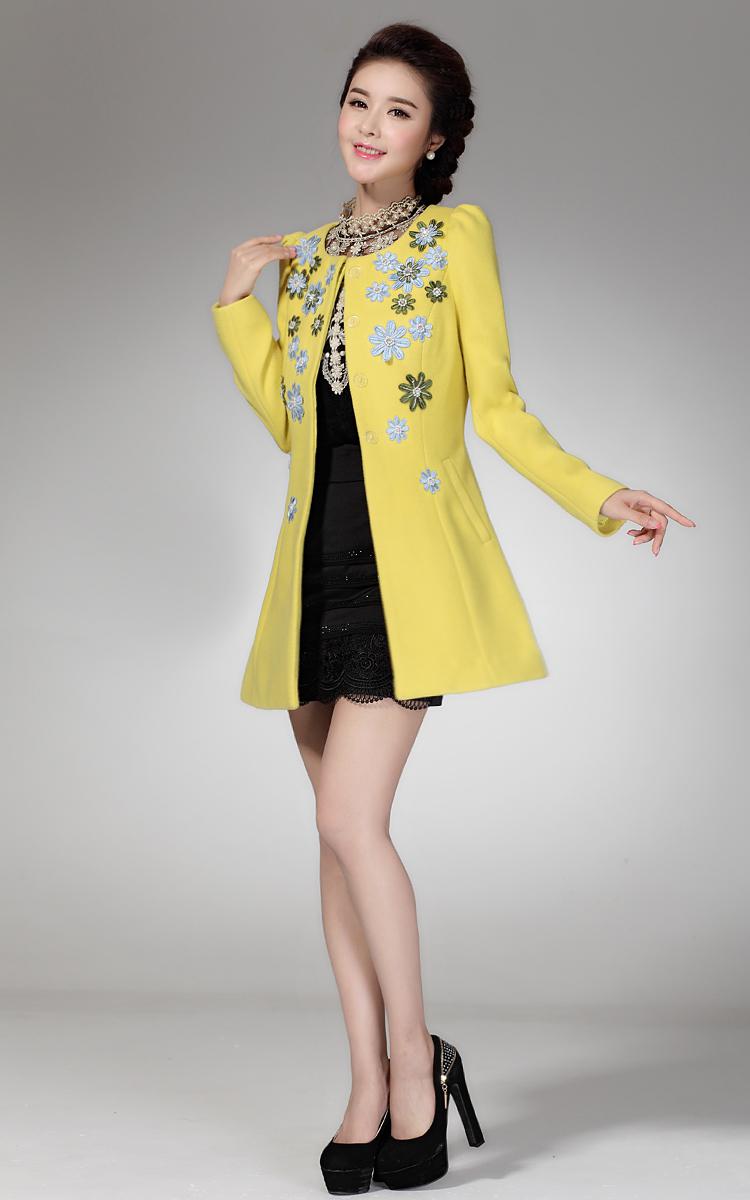 画景2015冬季女装新品外套日韩女装冬上新小香风呢子名媛修身中长款毛呢大衣 女0284 红色    M