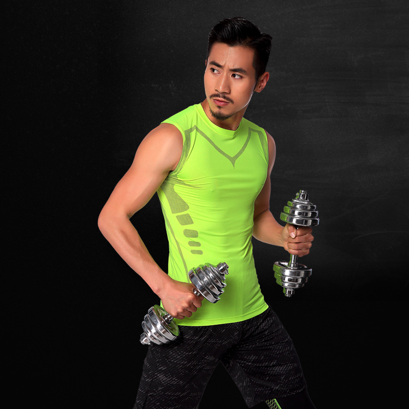 男夏薄高弹力运动紧身衣田径跑步紧健身衣服紧透气修身衣t恤男士运动