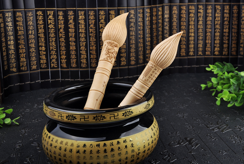 泰山祥云阁 文昌笔摆件 天然桃木文昌毛笔书房挂件工艺礼品 魁星照斗