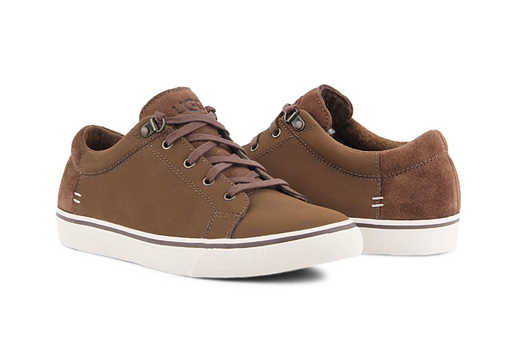 ugg男鞋秋冬新款男士时尚舒适休闲皮鞋纯色系带休闲鞋brock香港仓黑色