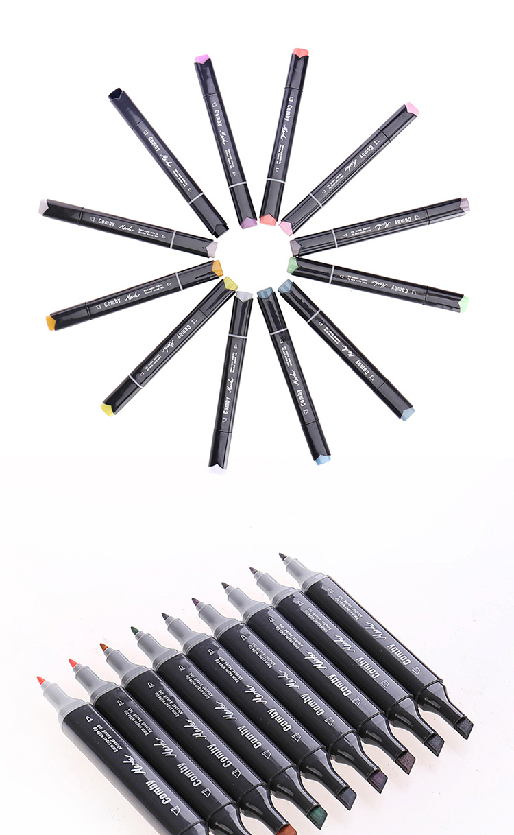 科倍comby双头酒精油性马克笔手绘笔8毫米笔幅海报笔套装灰色笔杆800