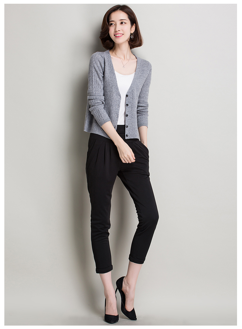 北朗 女装套头打底纯色羊毛衫女开衫 2017新款保暖毛衣女士 绿色 110