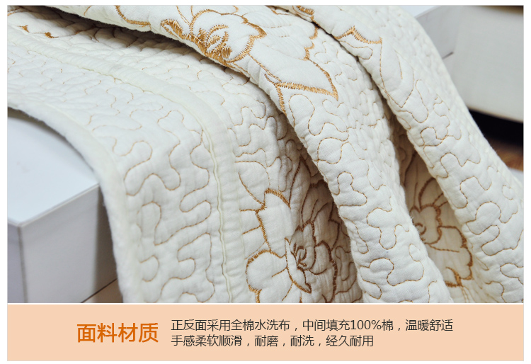 
                                        福巢 欧式沙发垫 坐垫 椅垫 全棉绣花布艺沙发巾 加厚防滑秋冬经典纯色 雅白 90*90CM一片                