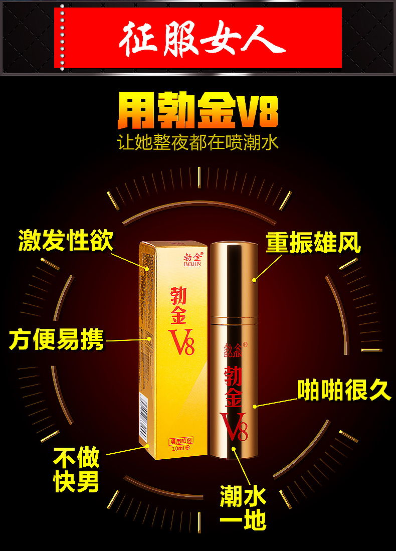勃金v8 男用延时喷剂 房事持久喷雾 性用品10ml 蓝盒款【图片 价格