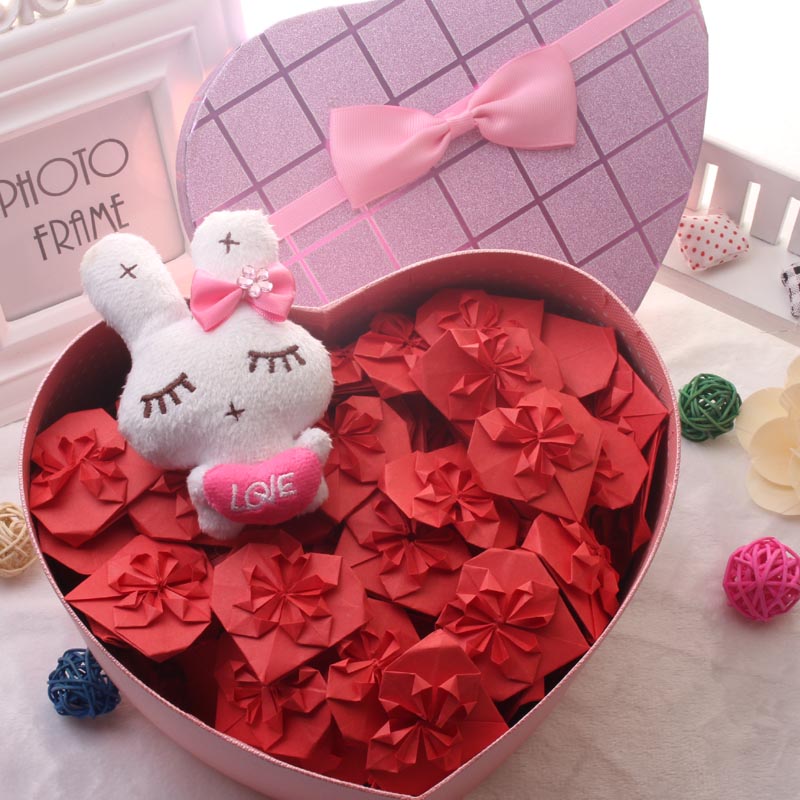 爱惊喜diy手工折纸礼物心花怒放桃心成品365颗加心形礼品盒送男友女友