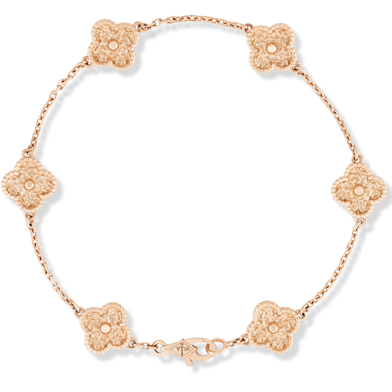 vca梵克雅宝 六花四叶草手链 18k玫瑰金 17cm vcaro8dd00