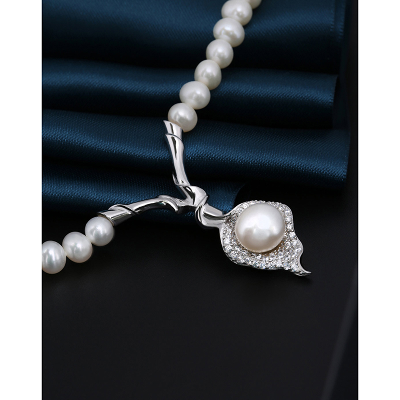 【当当自营】 蔻斯琦(agovski)时尚女士s925银天然珍珠立挺优雅项链