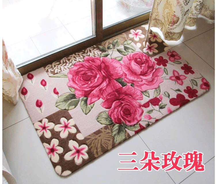 
                                        DAJIAOZHI田园紫薇花进门地垫门垫门厅玄关入户地毯浴室卫生间防滑垫地毯地垫 虎皮玫瑰 80*120cm                