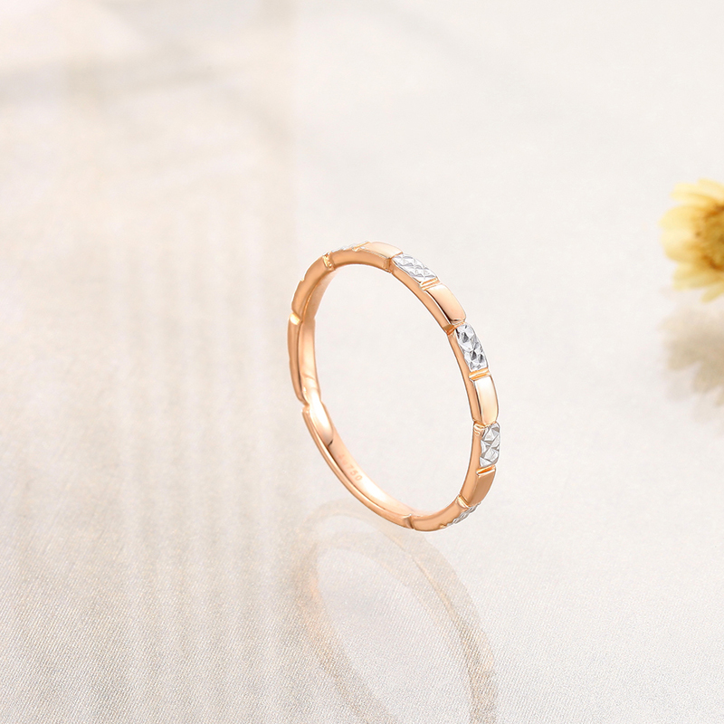 venti/梵迪新品 红白18k彩金女戒 玫瑰金简约戒指 女w 女戒-k金重约1.