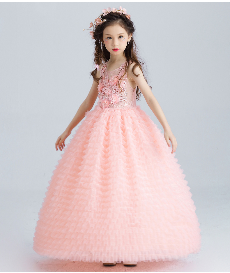 2020夏装新款儿童礼服长裙女花童裙婚纱公主裙夏女童钢琴演出晚礼服