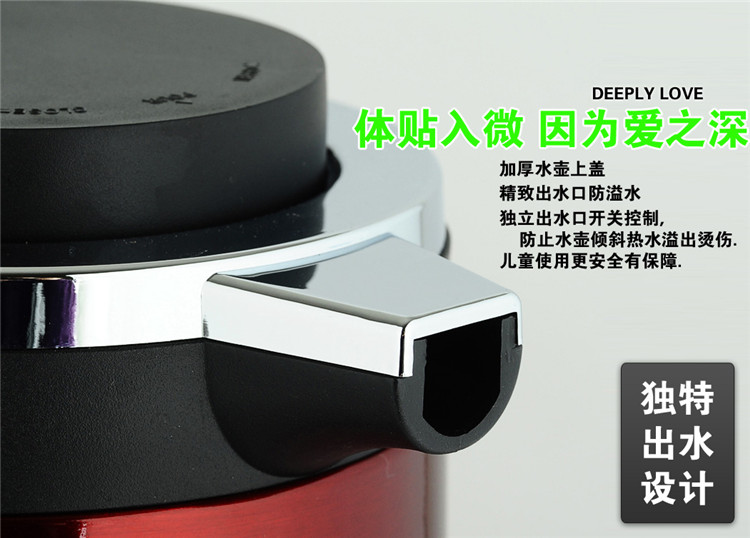 宜阁(edei)CH20-1炫彩不锈钢双层保温电水壶2L 电热烧水煮开水热水壶保温暖瓶 酒红