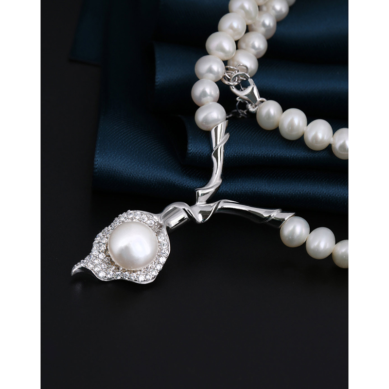 【当当自营】 蔻斯琦(agovski)时尚女士s925银天然珍珠立挺优雅项链