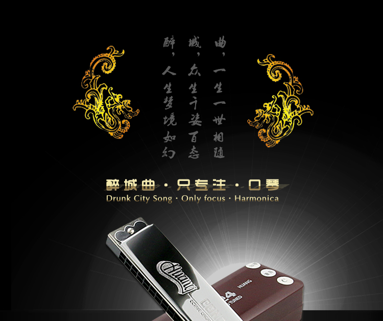 huang黄牌高级成人演奏24孔重音口琴1341a调
