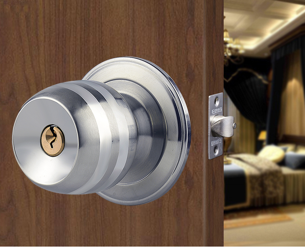 意利原子球形门锁室内门锁球型房门锁圆锁卫生间门锁卧室门锁 银色款