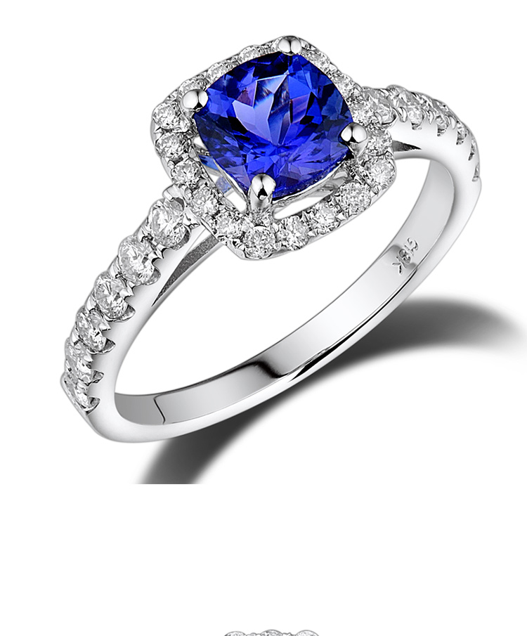 08克拉坦桑石戒指 白色18k金69分钻石钻戒宝石_ 8折现价11159元