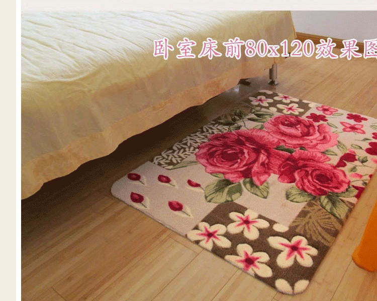 
                                        DAJIAOZHI田园紫薇花进门地垫门垫门厅玄关入户地毯浴室卫生间防滑垫地毯地垫 虎皮玫瑰 80*120cm                