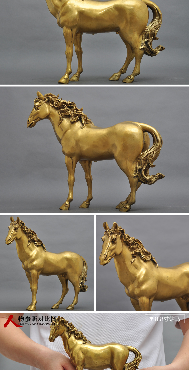 黄铜马摆件马上封侯风水招财工艺品客厅电视柜玄关办公