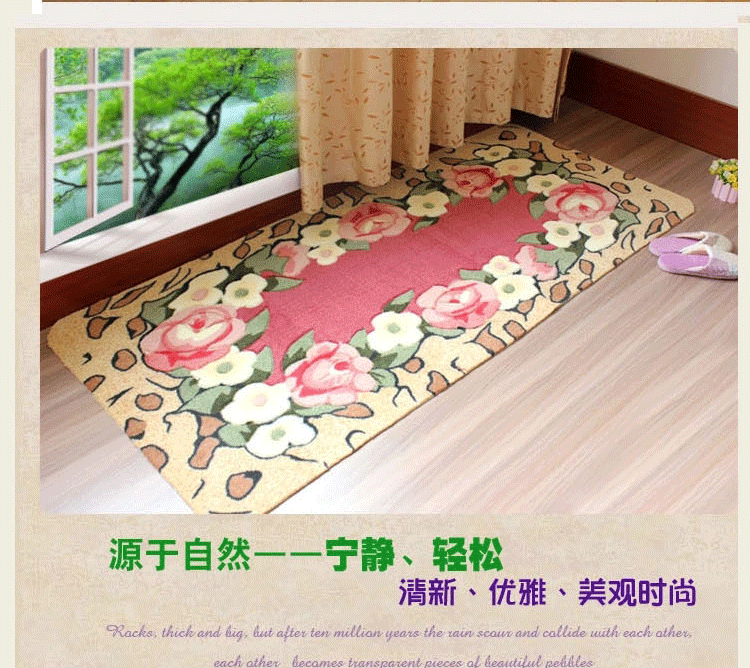 
                                        DAJIAOZHI田园紫薇花进门地垫门垫门厅玄关入户地毯浴室卫生间防滑垫地毯地垫 虎皮玫瑰 80*120cm                