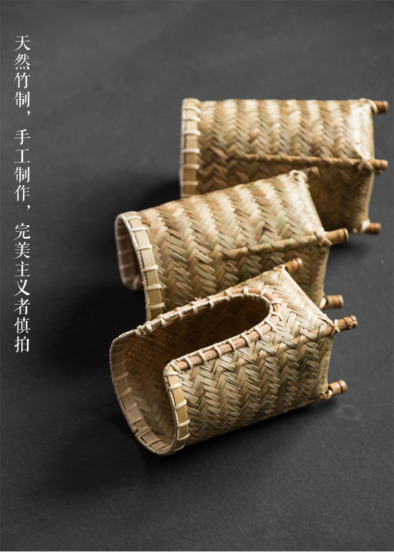 象运福手工竹编杯笼竹制茶杯收纳架沥水杯架创意晾茶架茶具零配件摆件