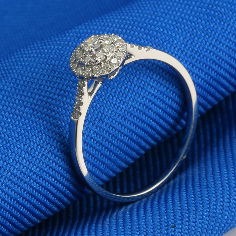 千影珠宝钻戒女款白金戒指白18k金钻石戒指1克拉效果女士结婚定婚钻戒